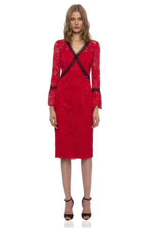 Contrasting lace insert dress