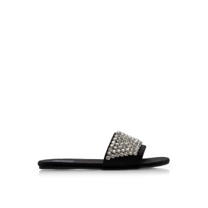 Crystal embellished velvet slippers