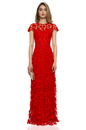 3D floral lace dress