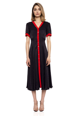 Viscose dress with gold buttons
