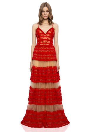 Maxi dress with lace insert