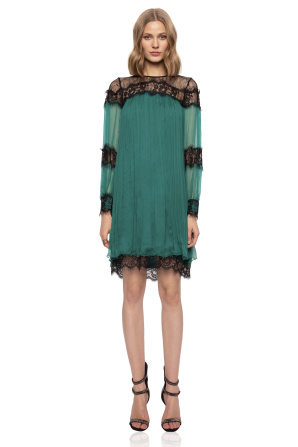 Silk dress with lace details