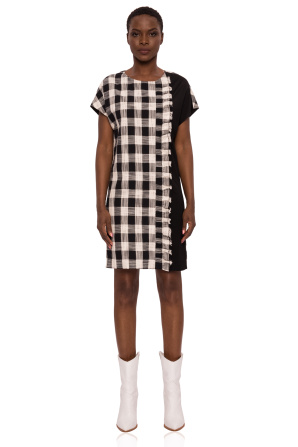 Plaid cotton dress with short sleeves