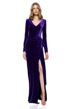 Lateral slit velvet dress