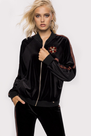 Chest detail velvet jacket