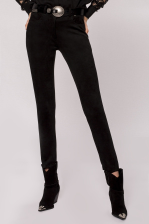 Suede faux leather trousers