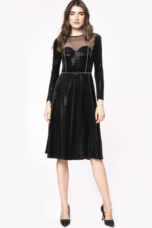 Shiny applique velvet dress