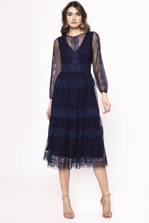 Lace insert mini dress