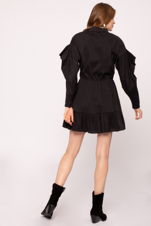 Sleeve detail cotton mini dress