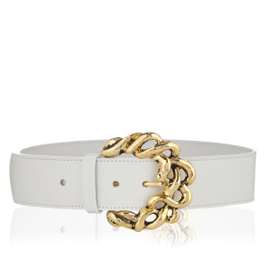 Metallic buckle leather belt
