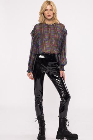 Patent faux leather pants