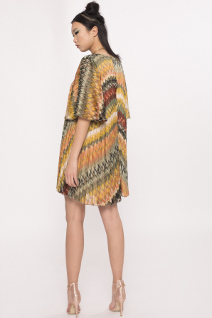 Golden thread pleated dress