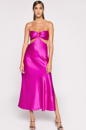 Chain detail satin dress