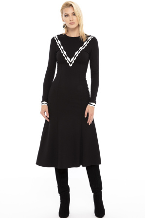 Contrasting-panel midi dress