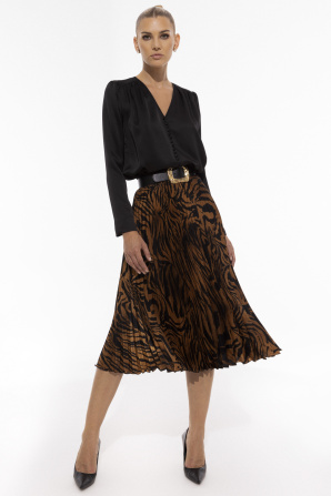 Pleated satin skirt
