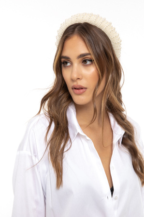 Faux-pearl embellished headband