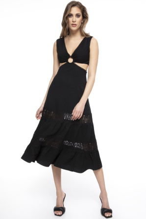 Lace detail viscose dress