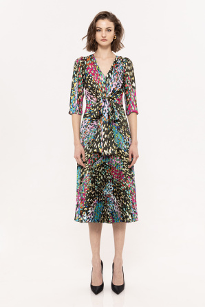 Printed pleated dress
