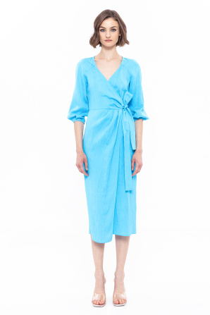 Tied-waist viscose wrap dress