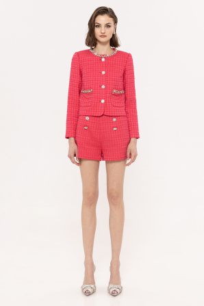 High waisted bouclé shorts