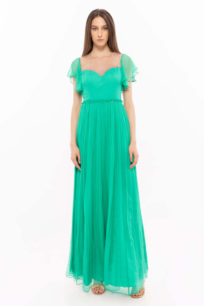Crystal-embellished silk dress