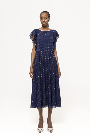Glitter polka-dot veil dress
