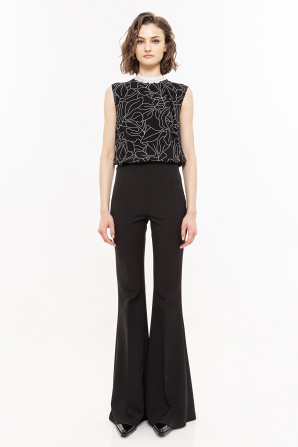Lace insert viscose top