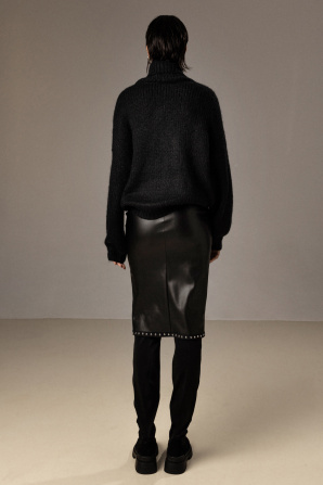 High-waisted faux leather skirt