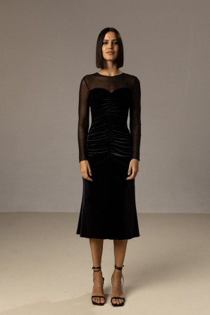Ruched velvet dress