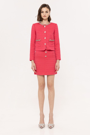 High-waisted bouclé skirt