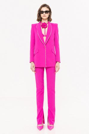 Embellished trim-detail blazer