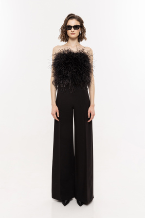Crystal-fringe flare pants