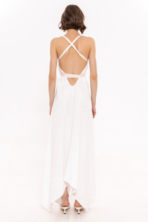 Stud-embellished cotton dress