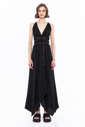 Stud-embellished cotton dress