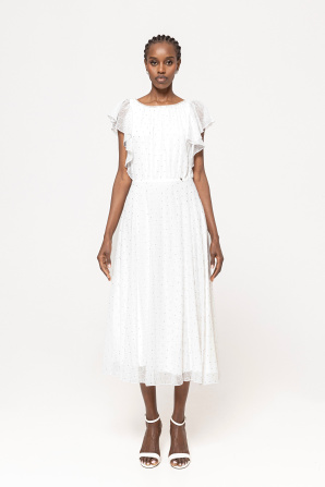 Glitter polka-dot veil dress