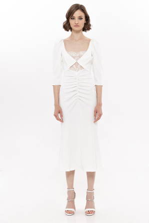 Puff-sleeve midi dress