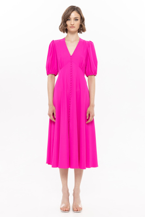 Puff-sleeve maxi dress