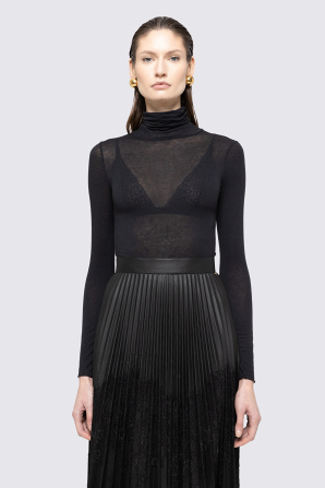 Faux-leather pleated skirt