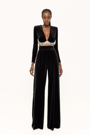 High waisted velvet pants