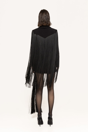 Fringe-trim single-breasted blazer