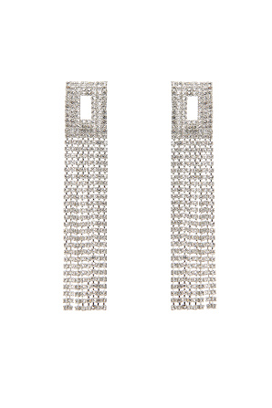 Crystal embellished fringed earrings