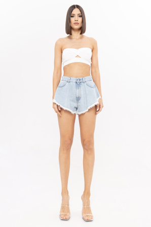 Frayed-hem cotton shorts