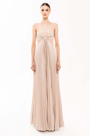 Pleated open-back dress