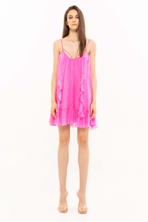 Backless silk mini dress