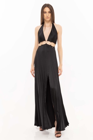 Plissé cut-out dress