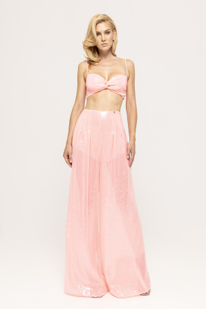 Sequin-embellished high-waist pants