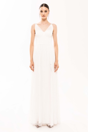 Crystal-embellished silk dress