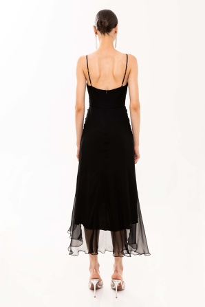 Floral-detailing silk dress