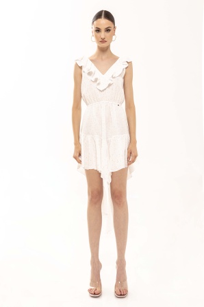 Stud-embellished cotton dress