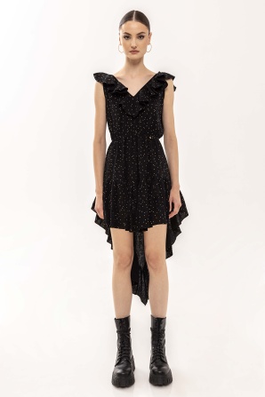 Stud-embellished cotton dress